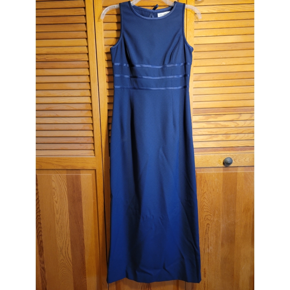 Navy blac-tie evening gown with elegant back detail